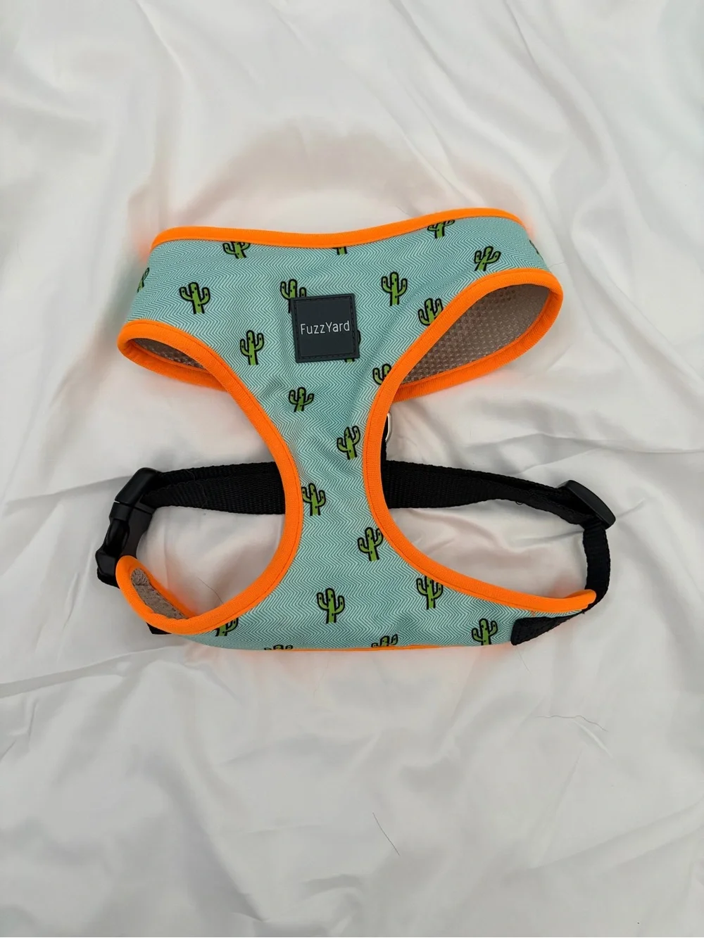 FuzzYard Mint Cactus Dog Harness with Orange Trim
